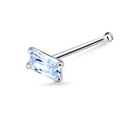 Rectangular Stone Silver Bone Nose Stud NSKD-163
